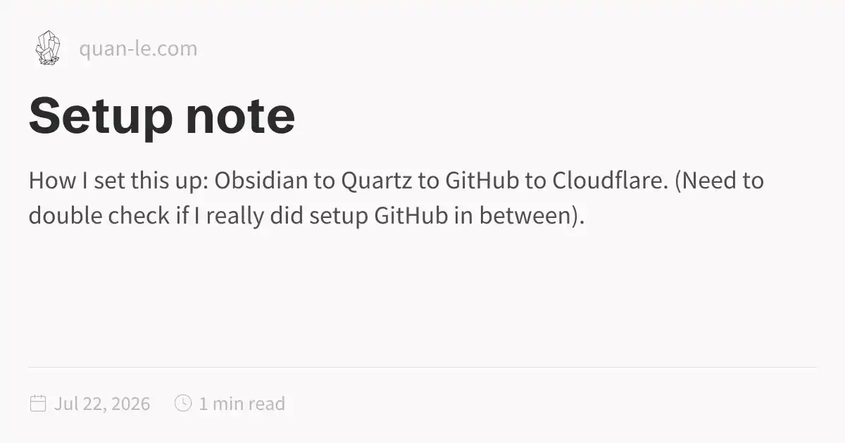 Setup note